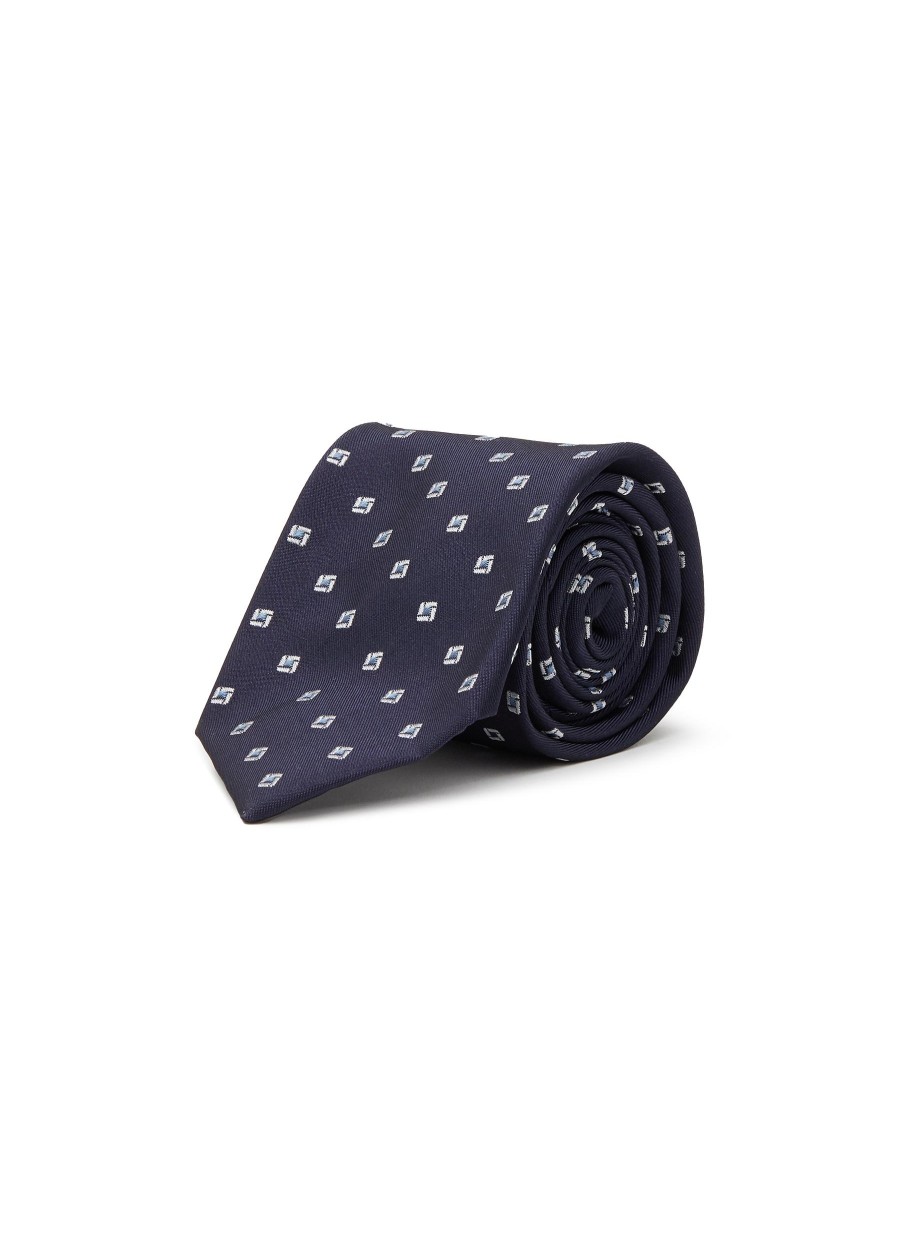 Men STEFANOBIGI MILANO Ties | Geometric Embroidered Silk Tie