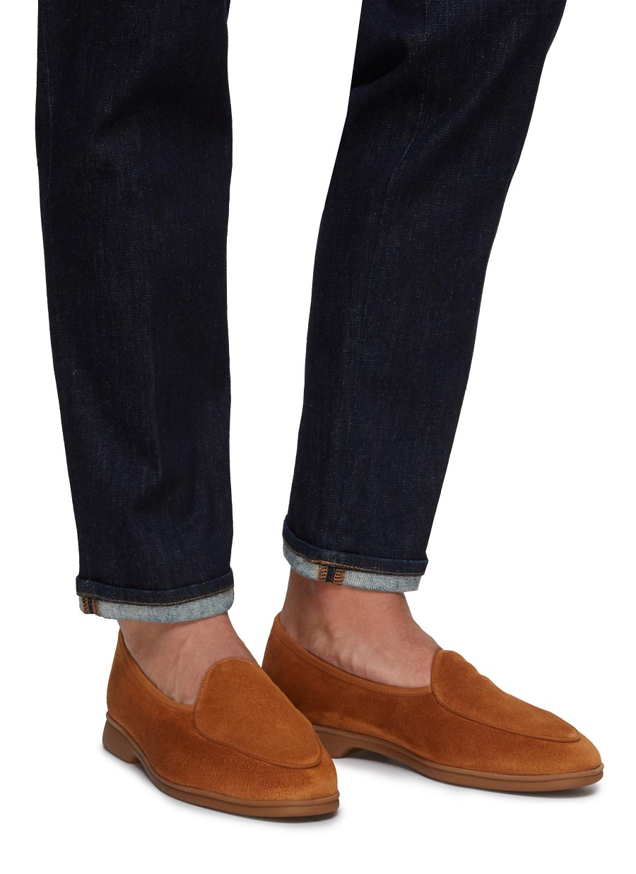 Men BAUDOIN & LANGE Flats | Stride' Low Vamp Suede Gum Sole Loafers