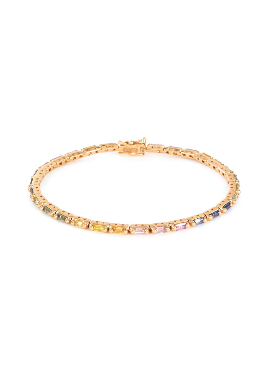 Women SUZANNE KALAN Fine Jewellery | Linear 18K Rose Gold Pastel Sapphire Tennis Bracelet