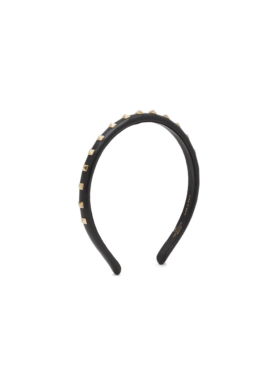 Women VALENTINO Hats & Gloves | Rockstud Leather Headband