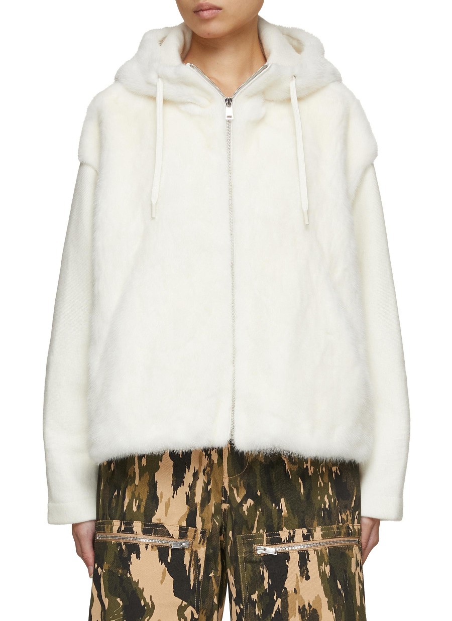 Women YVES SALOMON Jackets | Hooded Mink Fur Jacket