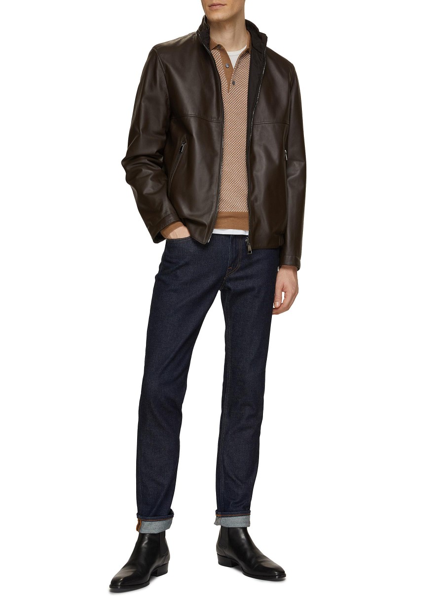 Men CANALI Jackets | Reversible Leather Bomber Jacket