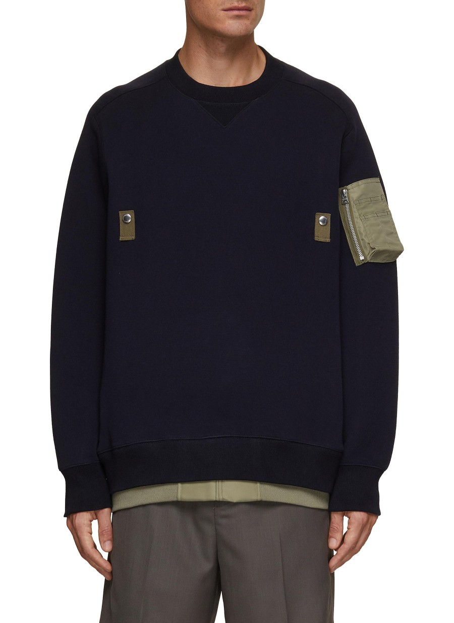 Men SACAI Pullovers & Hoodies | Sleeve Pocket Sweatshirt