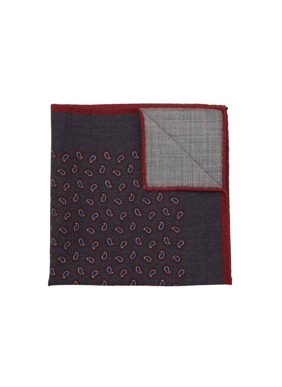 Men STEFANOBIGI MILANO Pocket Squares | Paisley Print Wool Pocket Square