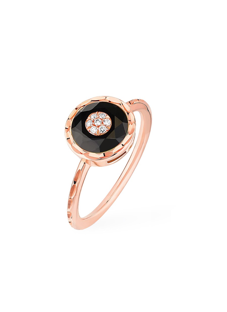 Women KORLOFF Fine Jewellery | Saint-Petersbourg Rose Gold Diamond Black Onyx Ring — Size 52