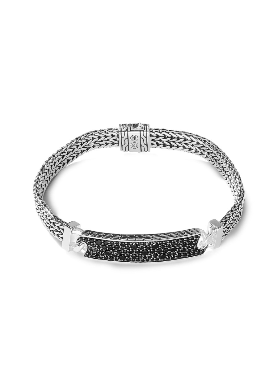 Women JOHN HARDY Fine Jewellery | Classic Chain Sterling Silver Black Sapphire Spinel Station Bracelet — Size Um