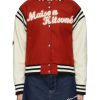 Women KITSUNE Jackets | Wool Felt Varsity Jacket With Leather Sleeves