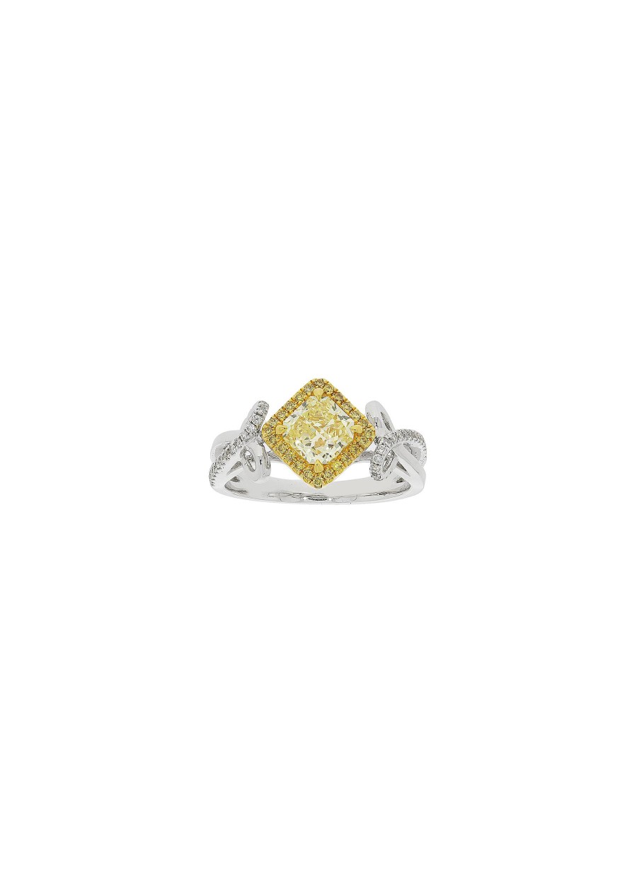 Women LC COLLECTION JEWELLERY Fine Jewellery | 18K White Yellow Gold Fancy Yellow Diamond Ring — Size Hk 13