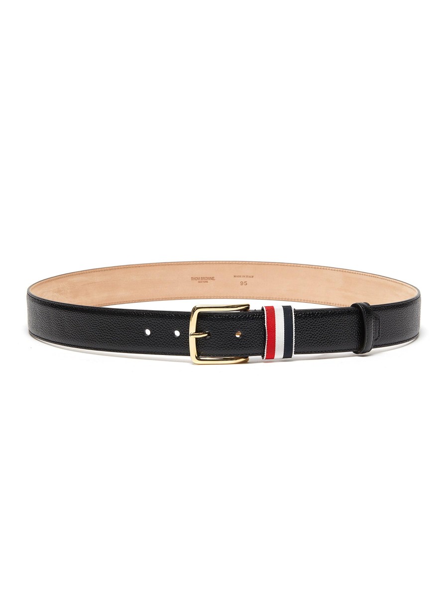 Men THOM BROWNE Belts | Tricolour Loop Pebble Grain Leather Belt