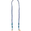 Women LA COQUE FRANCAISE Tech Accessories | Della Braided Bandana Wooden Bead Phone Strap — Blue