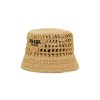 Women PRADA Hats & Gloves | Logo Intarsia Raffia Bucket Hat