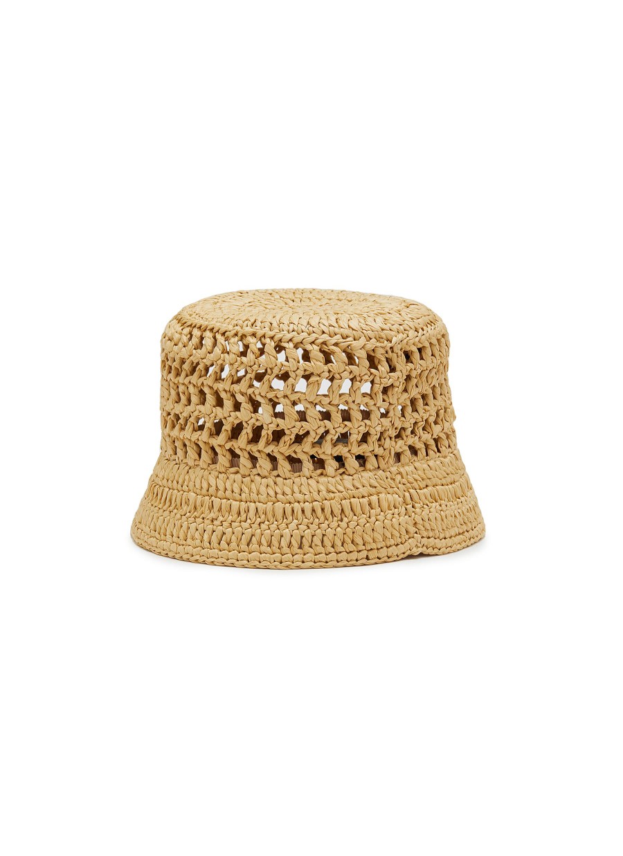 Women PRADA Hats & Gloves | Logo Intarsia Raffia Bucket Hat