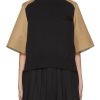 Women SACAI Tops | Hybrid Knit Front Pleated Back Top