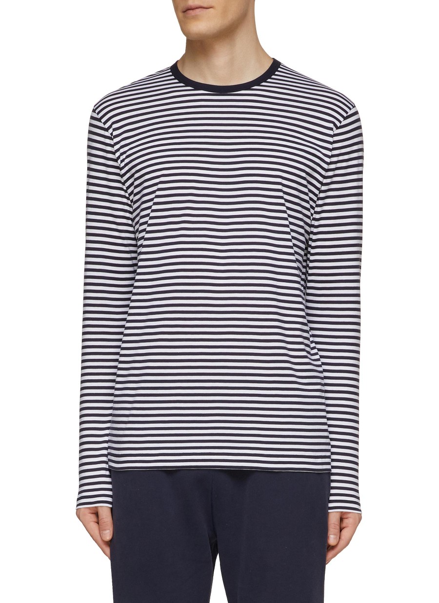 Men SUNSPEL T-Shirts | Crewneck Stripe Supima Cotton T-Shirt