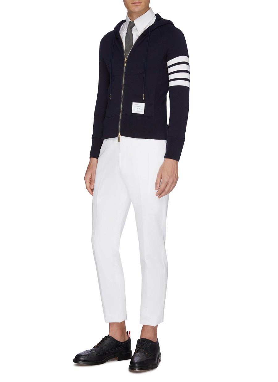 Men THOM BROWNE Pullovers & Hoodies | Stripe Raglan Sleeve Zip Hoodie