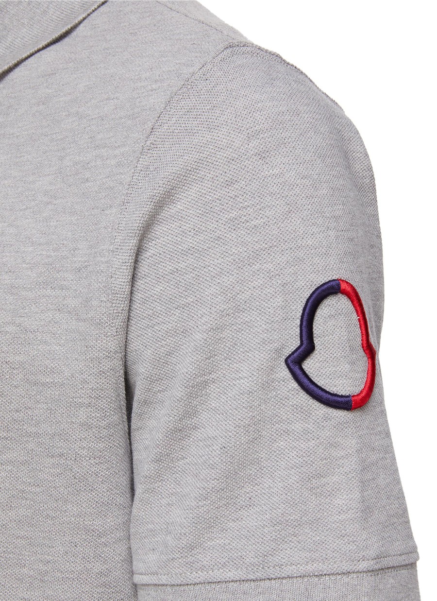 Men MONCLER Polos | Bicoloured Embroidery Detail Polo Shirt