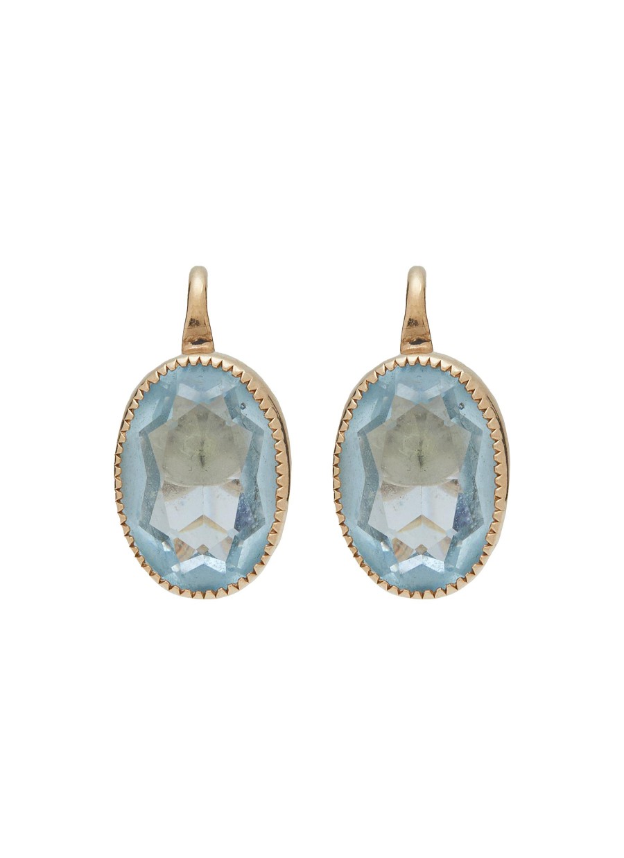 Women LANE CRAWFORD VINTAGE ACCESSORIES Vintage Accessories | Vintage 12K Gold Aquamarine Drop Clip On Earrings