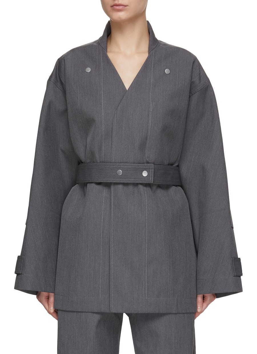 Women BOTTEGA VENETA Jackets | Belted Wool Blend Jacket