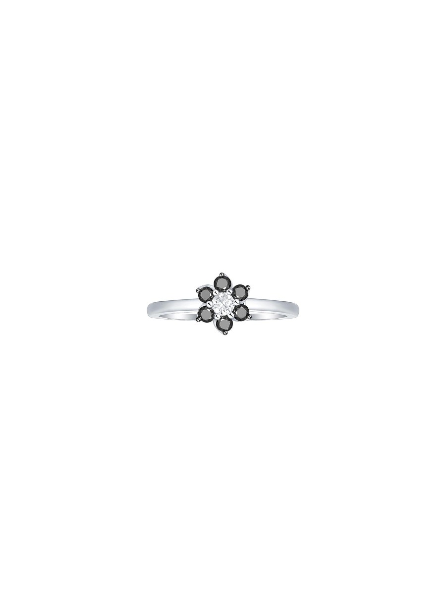 Women LC COLLECTION JEWELLERY Fine Jewellery | 18K White Gold Black Diamond Ring — Us 7