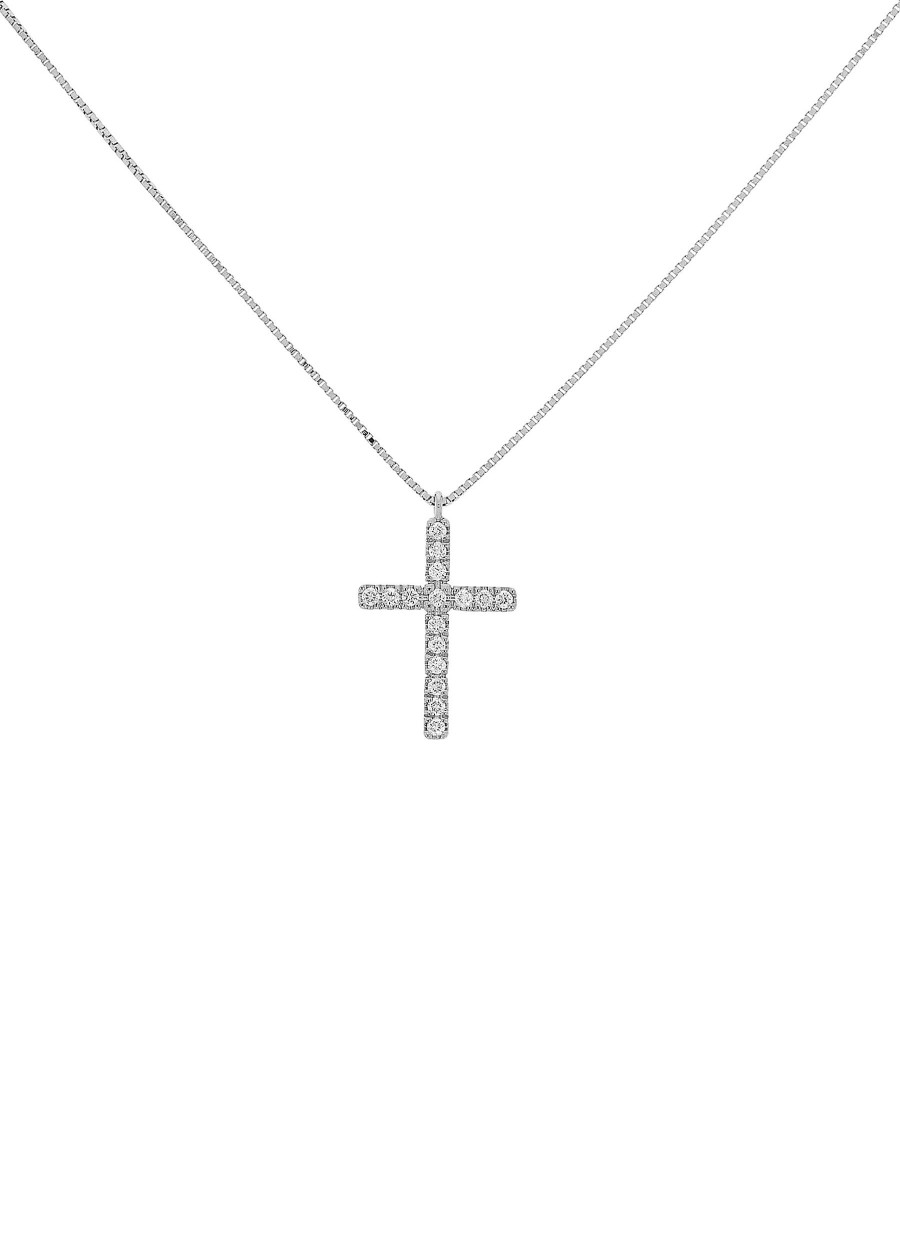 Women LC COLLECTION JEWELLERY Fine Jewellery | 18K White Gold Diamond Cross Pendant Necklace