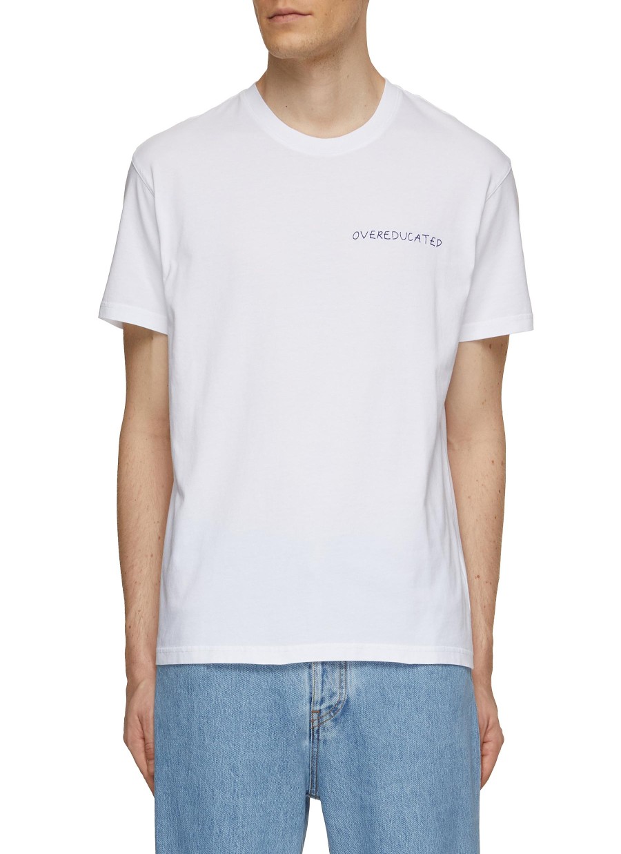 Men MAISON LABICHE T-Shirts | Le Popincourt Slogan Embroidered Cotton T-Shirt