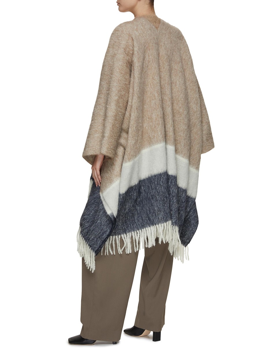 Women BRUNELLO CUCINELLI Scarves & Wraps | Striped Fringe Hem Poncho