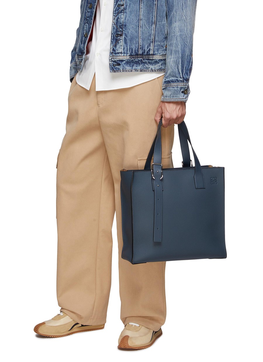 Men LOEWE Tote Bags | Buckle Zip Leather Tote