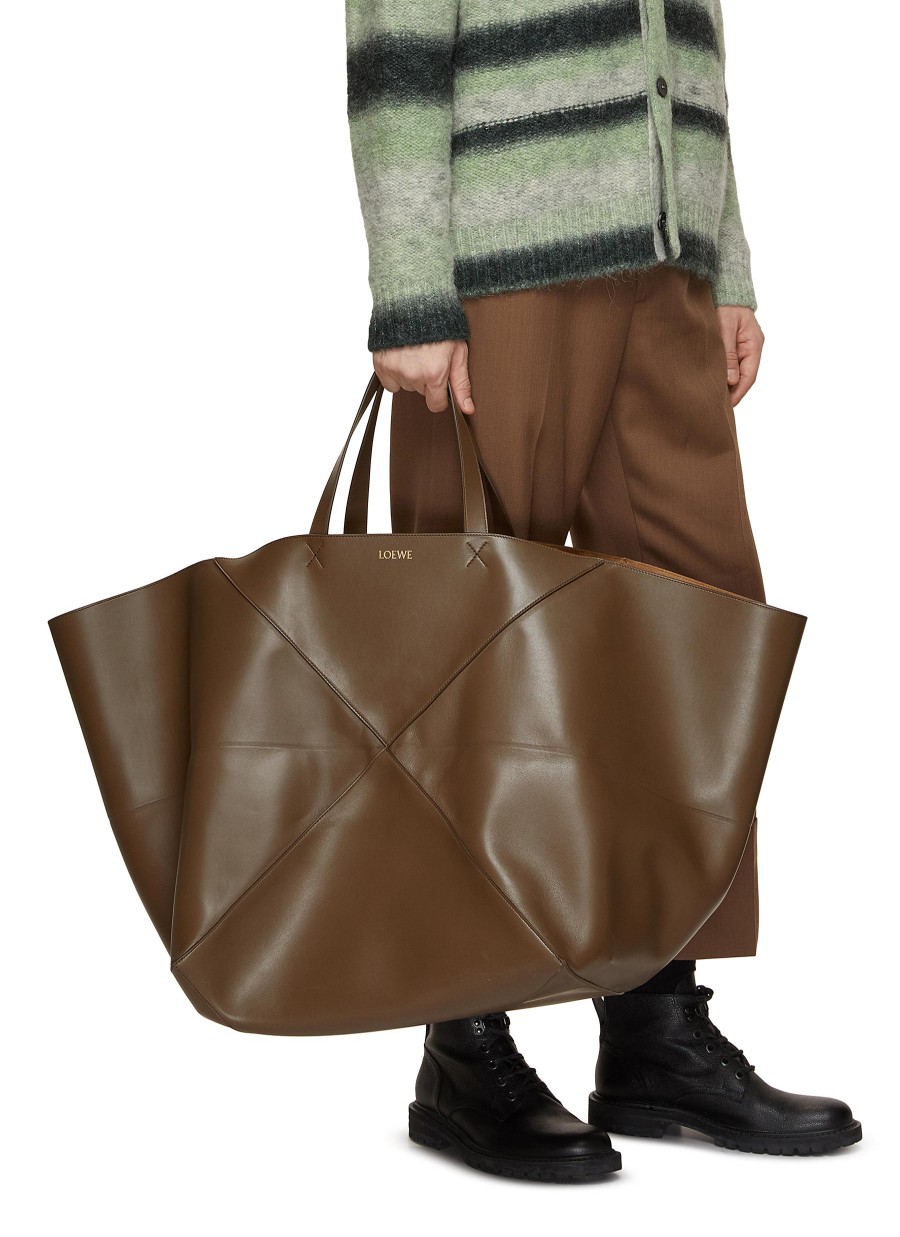 Men LOEWE Travel Bags | Extra Large Puzzle Fold Leather Tote Bag