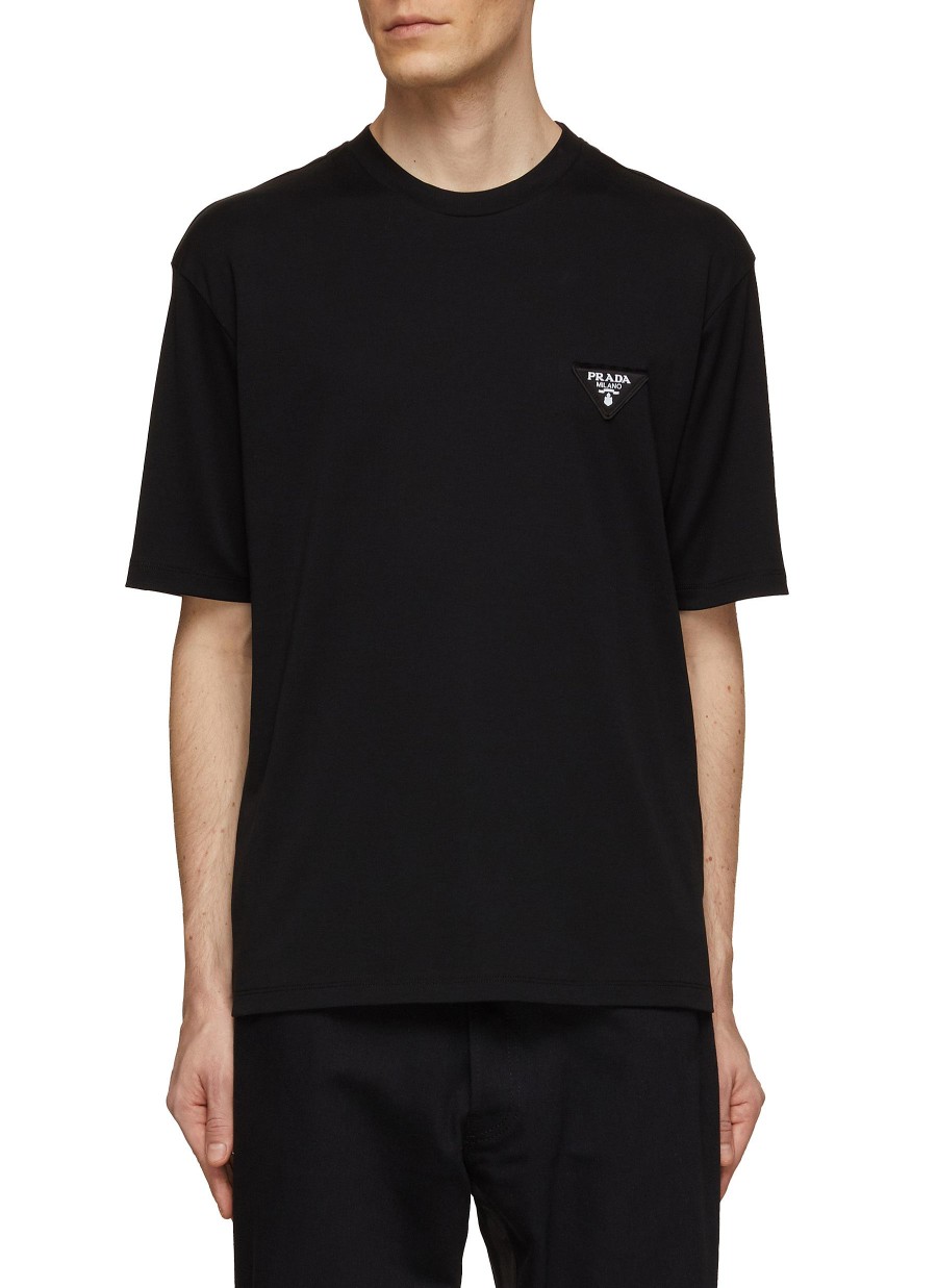 Men PRADA T-Shirts | Triangle Logo Crewneck T-Shirt