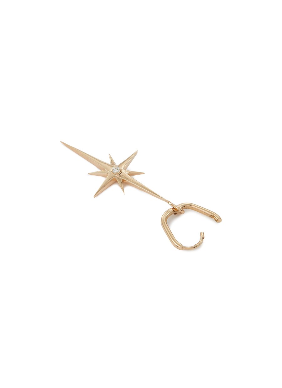 Women MÉTIER BY TOMFOOLERY Fashion Jewellery | Diamond 9K Gold Single Large Star Clicker Earring