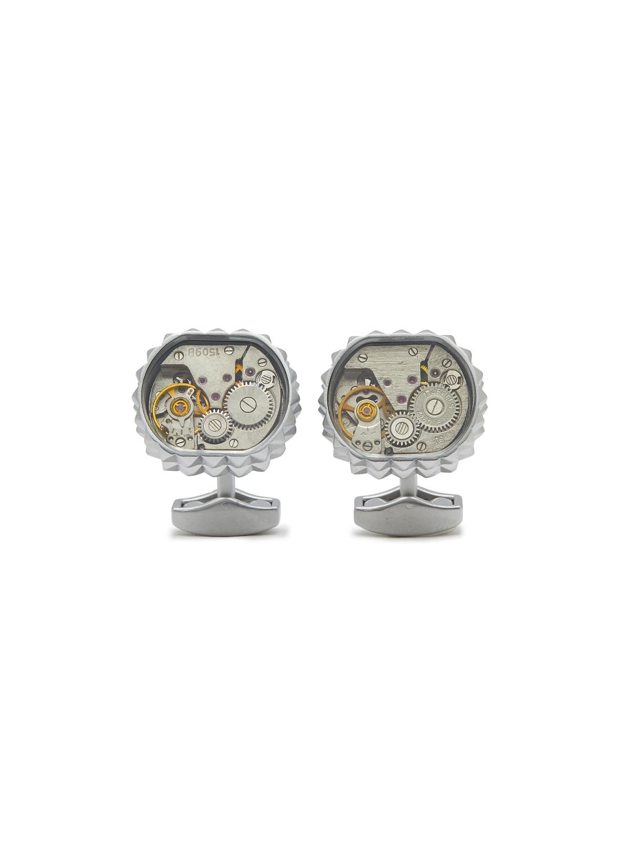 Men TATEOSSIAN Cufflinks | Tourbillon Studded Rhodium Cufflinks