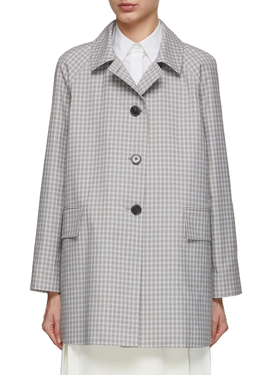 Women THOM BROWNE Jackets | Check Box Pleat Coat