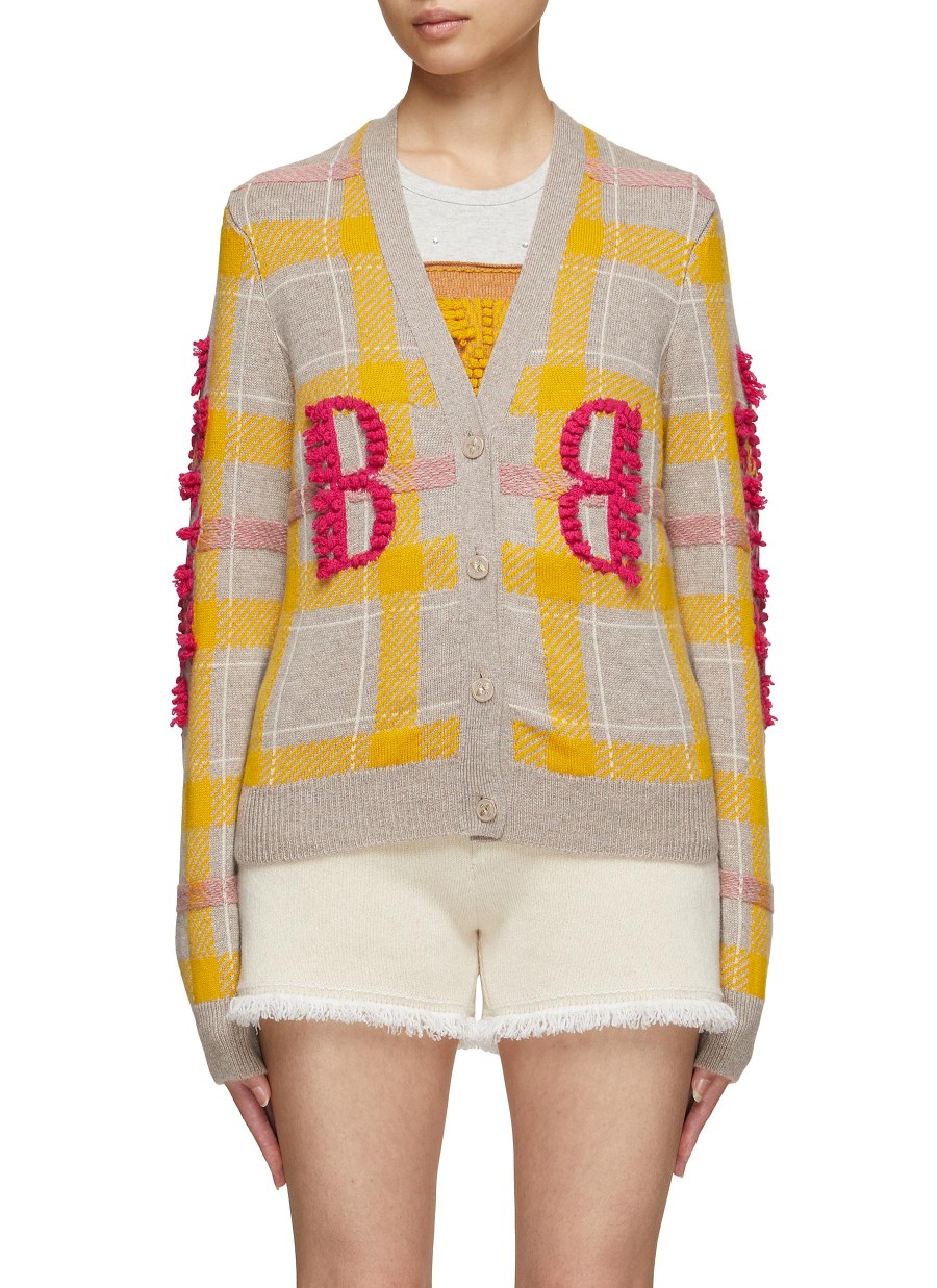 Women BARRIE Knitwear | Tartan Embroidered Emblem Cardigan