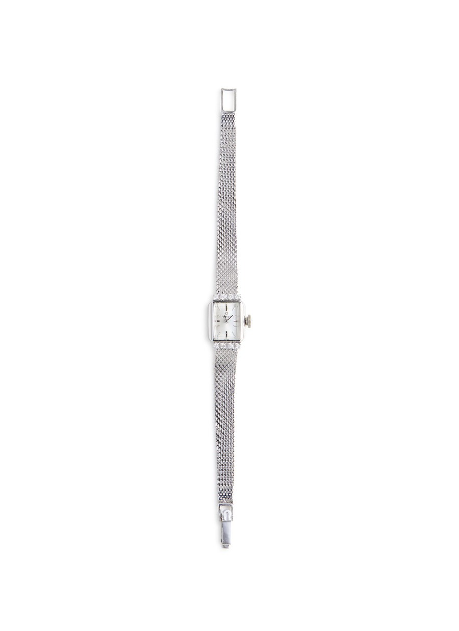 Women LANE CRAWFORD VINTAGE WATCHES Watches | Omega 14K White Gold Case Rectangle Dial Diamond Lady Wrist Watch