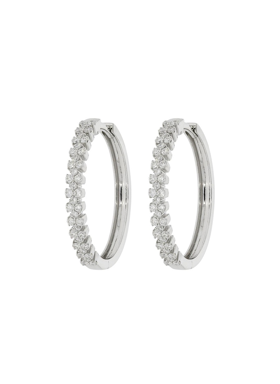 Women LC COLLECTION JEWELLERY Fine Jewellery | 18K White Gold Diamond Hoop Earrings