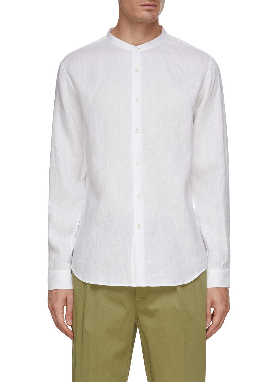 Men THEORY Shirts | Irving Linen Band Collar Shirt