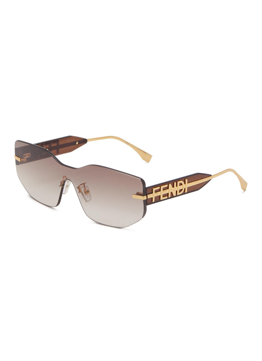 Women FENDI Eyewear | Fendigraphy Logo Acetate Rectangular Frame Sunglasses