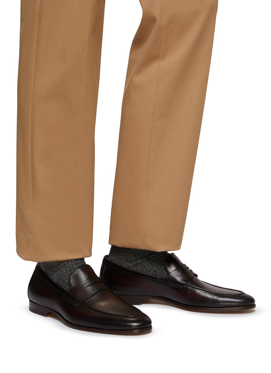 Men MAGNANNI Flats | Apron Toe Leather Penny Loafers