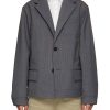 Men SACAI Coats | Reversible Pinstripe Blazer With Denim Lining