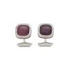 Men TATEOSSIAN Cufflinks | Rhodium Plated Sterling Silver Flower Cut Ruby Enamel Edge Square Cufflinks