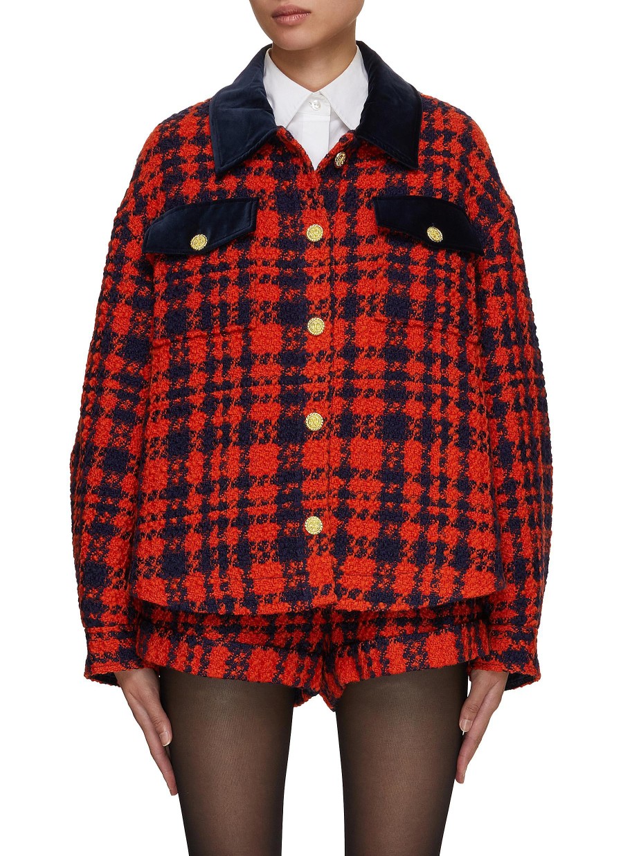 Women MING MA Jackets | Oversized Checked Wool Jacket