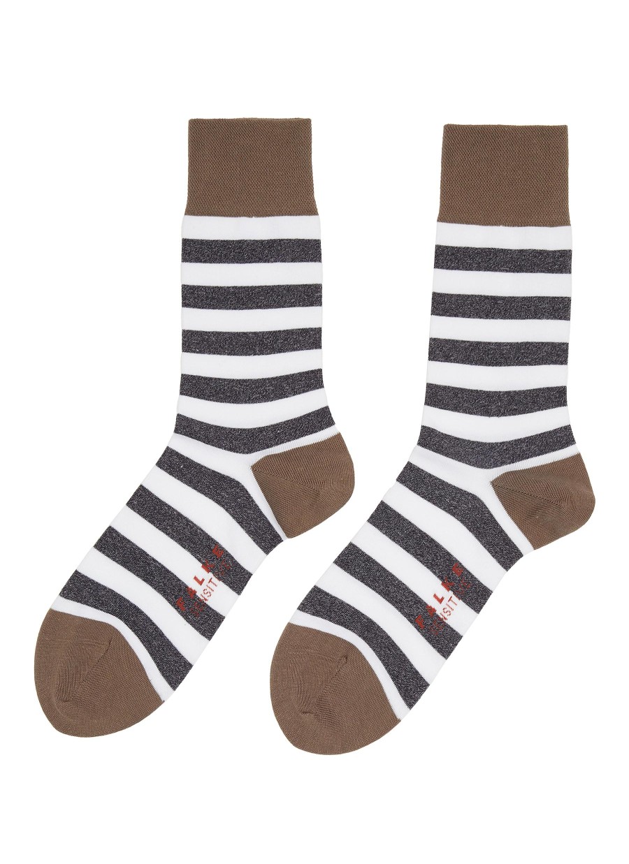 Men FALKE Socks | Sensitive Mapped Striped Cotton Blend Crew Socks