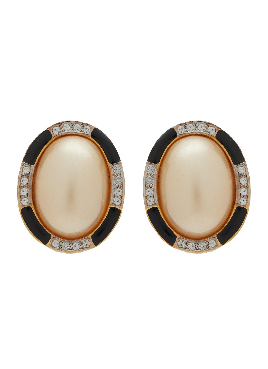 Women LANE CRAWFORD VINTAGE ACCESSORIES Vintage Accessories | Vintage Carolee Gold Tone Faux Pearl Clip On Earrings