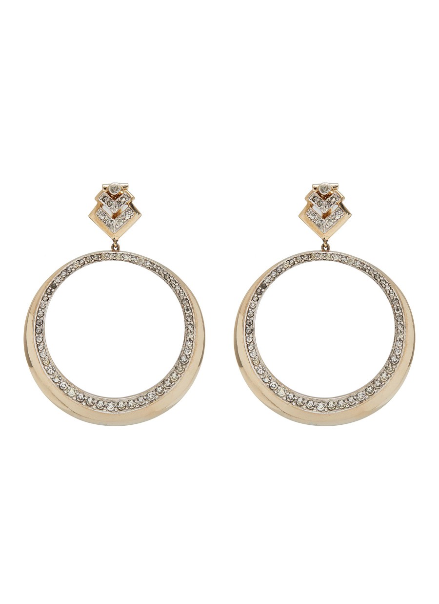 Women LANE CRAWFORD VINTAGE ACCESSORIES Vintage Accessories | Jomaz Gold Tone Diamante Hoop Clip On Earrings