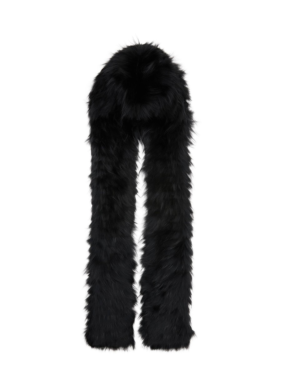 Women SIMONETTA RAVIZZA Scarves & Wraps | Aries Silver Fox Fur Hooded Scarf