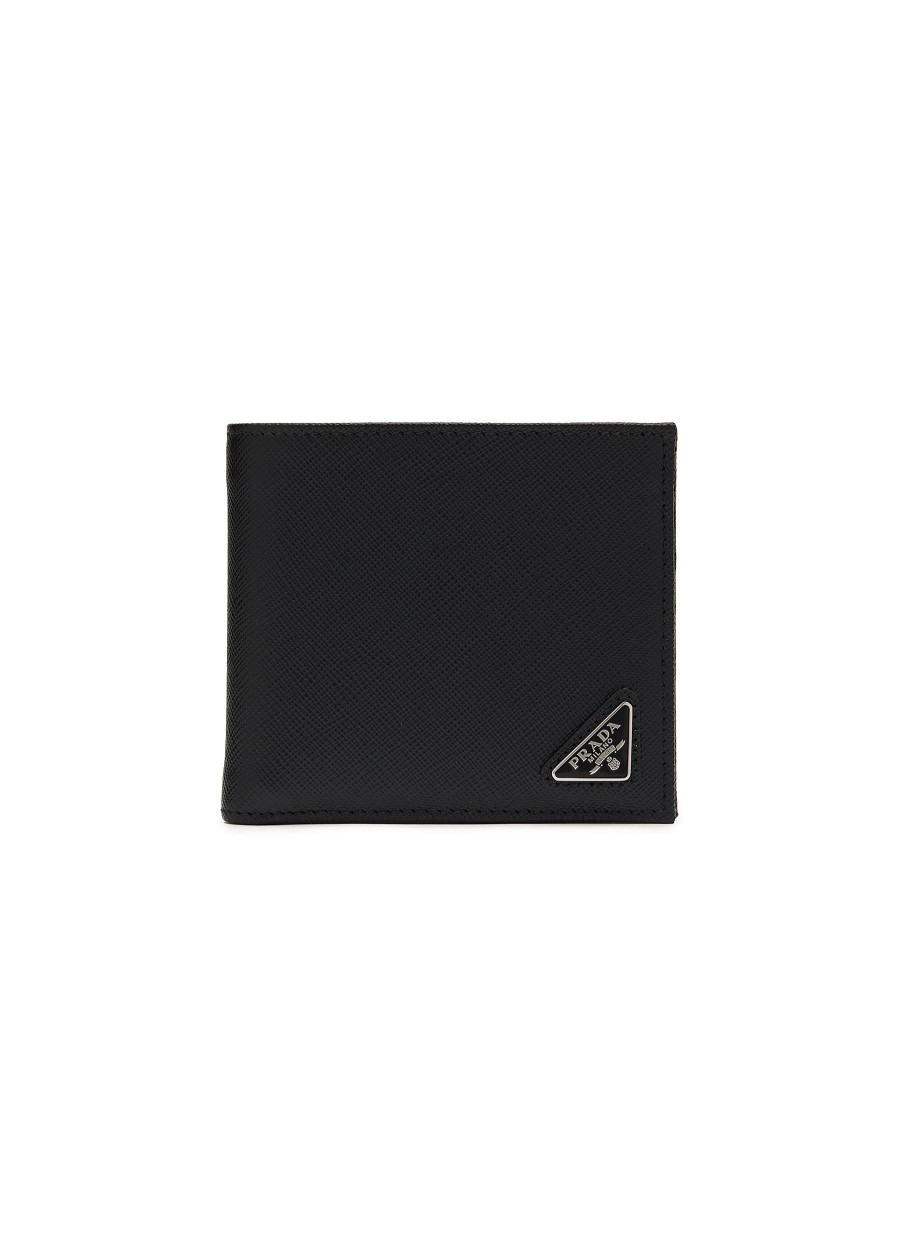 Men PRADA Small Leather Goods | Enamelled Logo Saffiano Leather Bi-Fold Wallet