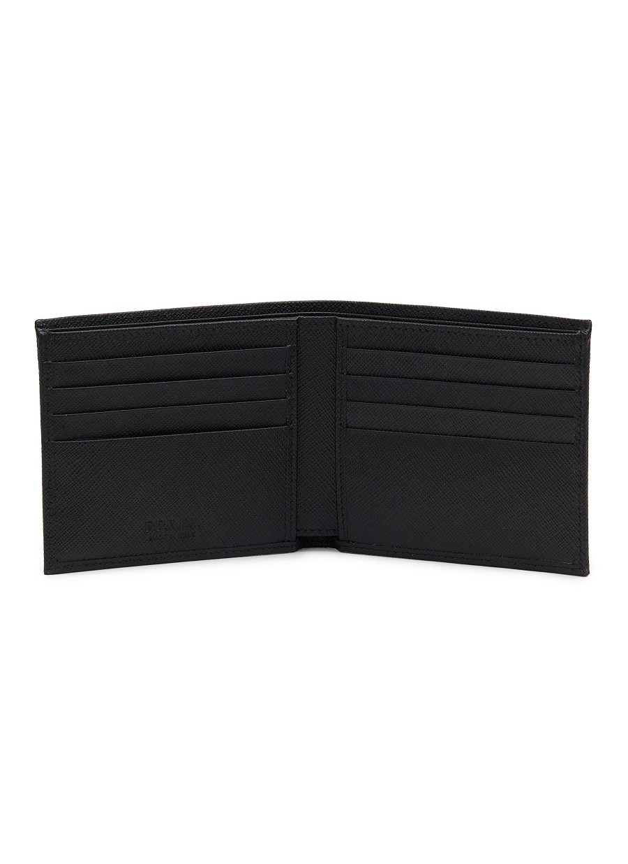 Men PRADA Small Leather Goods | Enamelled Logo Saffiano Leather Bi-Fold Wallet