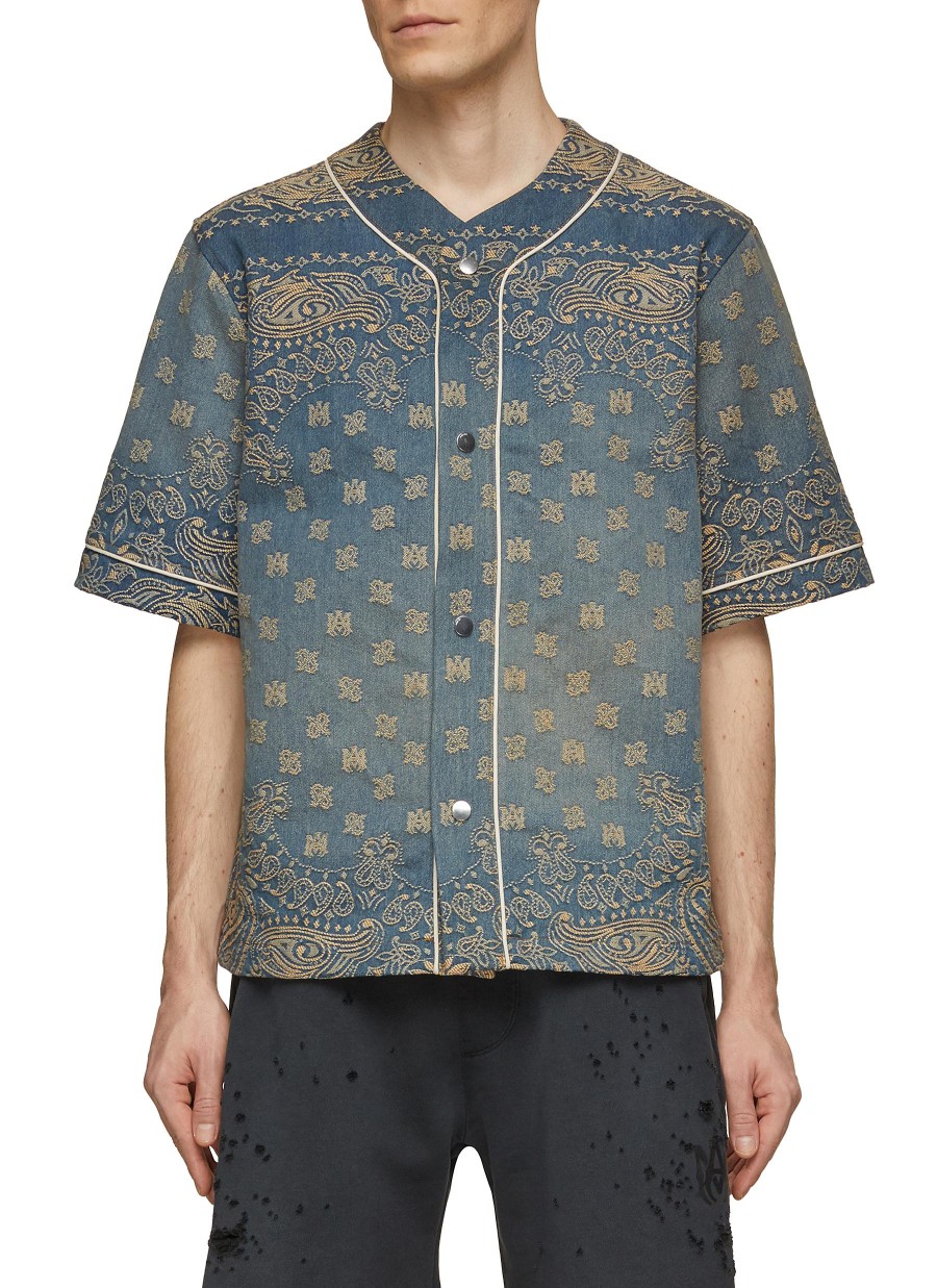 Men AMIRI Shirts | Bandana Jacquard Denim Baseball Shirt