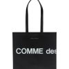 Men COMME DES GARÇONS Tote Bags | Logo Print Leather Tote Bag