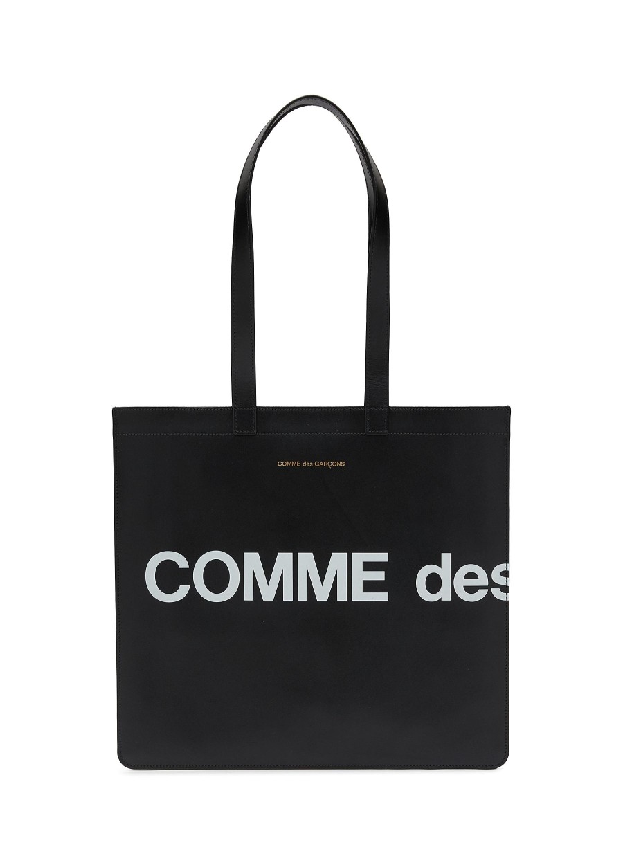 Men COMME DES GARÇONS Tote Bags | Logo Print Leather Tote Bag